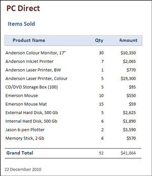 Microsoft Access 2013 invoice system report