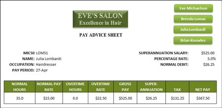 Learing Microsoft Excel 2010 payroll and payslip