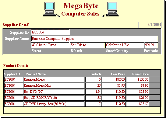 relational database in Microsoft Access 2003