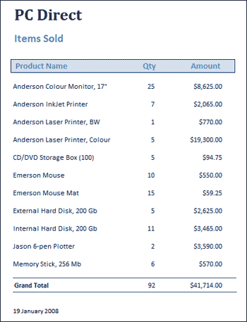 Microsoft Access 2007 invoice reports