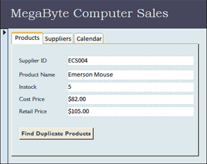 Microsoft Access 2007 help, form tabs, calendar control, duplicate records, trust centre